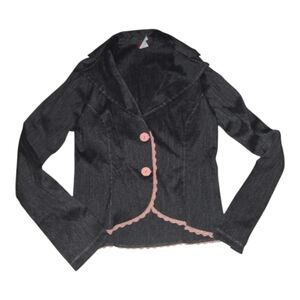 Vintage Gray Blazer with Pink Accents Size S